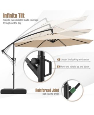 Offset Hanging Umbrella with Base Patio Cantilever Umbrella with Tilt