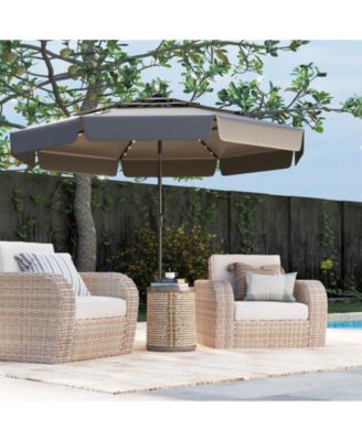 Solar Patio Umbrella with 3-Tier Vented Canopy for Outdoor Tables and Seating