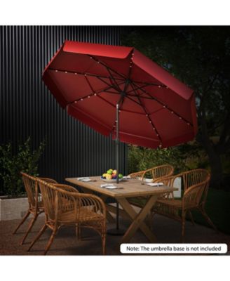 Solar Patio Umbrella with 3-Tier Vented Canopy for Outdoor Tables and Seating