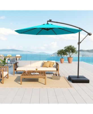 Patio Umbrella Offset Cantilever Umbrella with 40 Solar Powered Lights