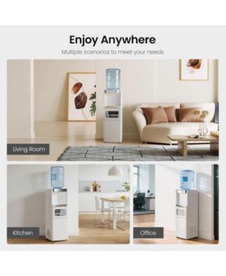 Water Cooler Dispenser with Ice Maker for 2, 3 or 5 Gallon Bottles, 33Lbs Daily Ice Making, Child Safety Lock and Energy-Saving Design for Home and Office