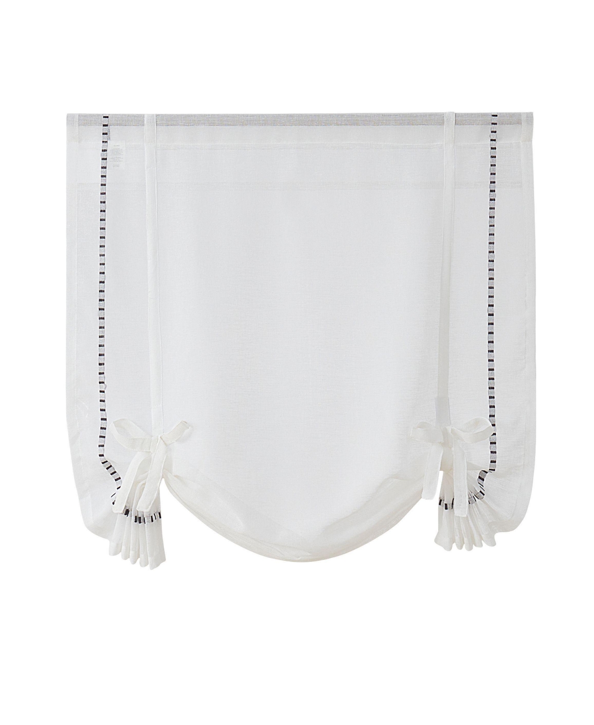 Rod Pocket Textured Yarn Sheer Tie Up Balloon Curtain Window Panel - 63 in. Long - White