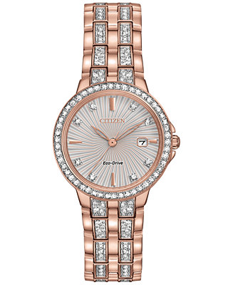 Citizen Women's Eco-Drive Crystal Accent Rose Gold-Tone