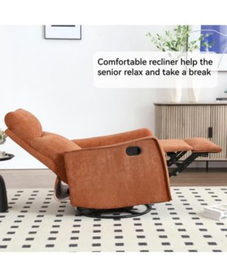 Heat Massage Manual Recliner Chair with Rocker and Swivel in Fabric for Living Room
