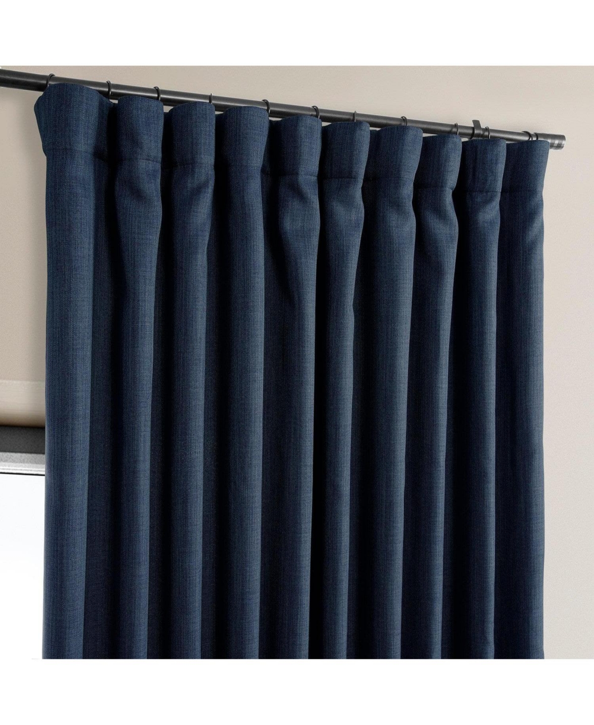 Half Price Drapes Extra Wide Textured Faux Linen Room Darkening Curtain In Multi