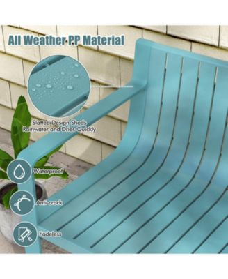 Weather-resistant Plastic 2-Person Bench with Curved Backrest