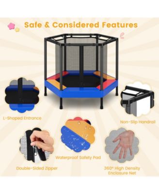 Hexagonal Kids Trampoline With Foam Padded Handrails
