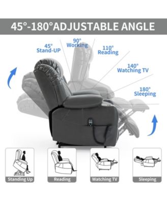 Dual Motor Infinite Position Up to 350 LBS Leatheraire Power Lift Recliner Chair with Vibration Massage and Lumbar Heating