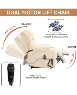 Dual Motor Infinite Position Up to 350 LBS Leatheraire Power Lift Recliner Chair with Vibration Massage and Lumbar Heating