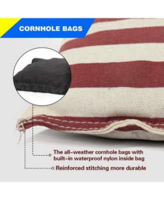 Set of 8 Premium Weather Resistant Regulation Size and Weight Cornhole Bean Bags.