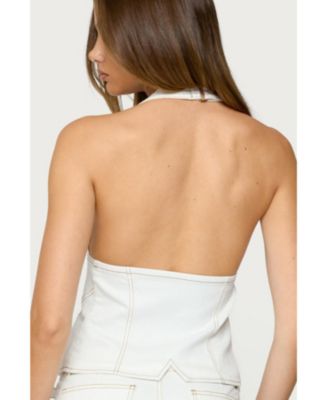 Women's Ciel Split Front Denim Halter Top
