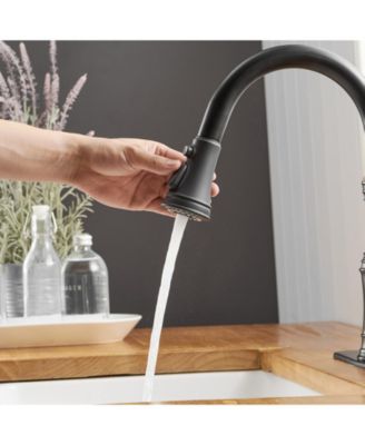 Single-Handle Pull-Down Sprayer 3 Spray High Arc Kitchen Faucet With Deck Plate