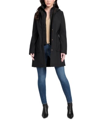 GUESS - Women's Hooded Bibbed Softshell Coat