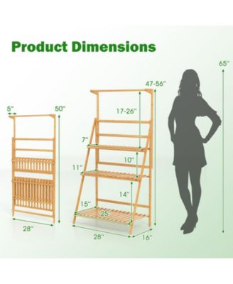3 Tier Hanging Plant Stand with Height Adjustable Hanger Rod