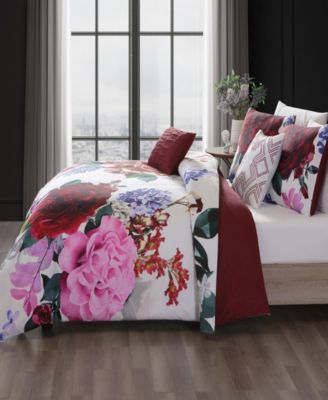 Scarlet Bedding 100% Cotton Sateen 5 Piece King Size Reversible Comforter Set