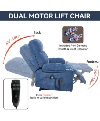 Dual Motor Infinite Position Up to 350 LBS Chenille Power Lift Recliner Chair with 8-Point Vibration Massage and Lumbar Heating Dual Cup Holders
