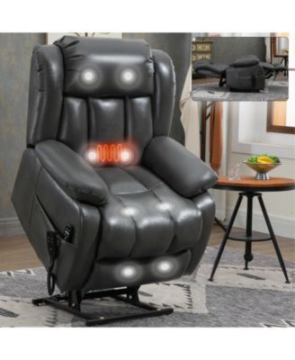 Dual Motor Infinite Position Up to 350 LBS Electric Leatheraire Power Lift Recliner Chair with 8-Point Vibration Massage and Lumbar Heating