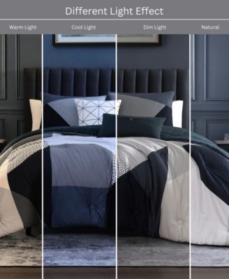 Geo Fusion 200-Thread Count Cotton Sateen 5-Pc. Reversible Comforter Set, King