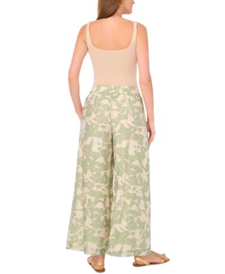 Women's Vine-Print Wide-Leg Pull-On Pants
