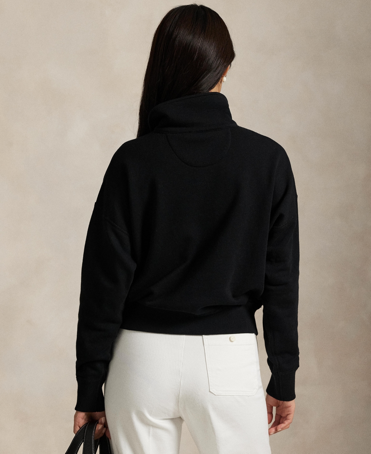 Polo Ralph Lauren Cotton Blend Fleece Quarter-zip Sweatshirt In Black