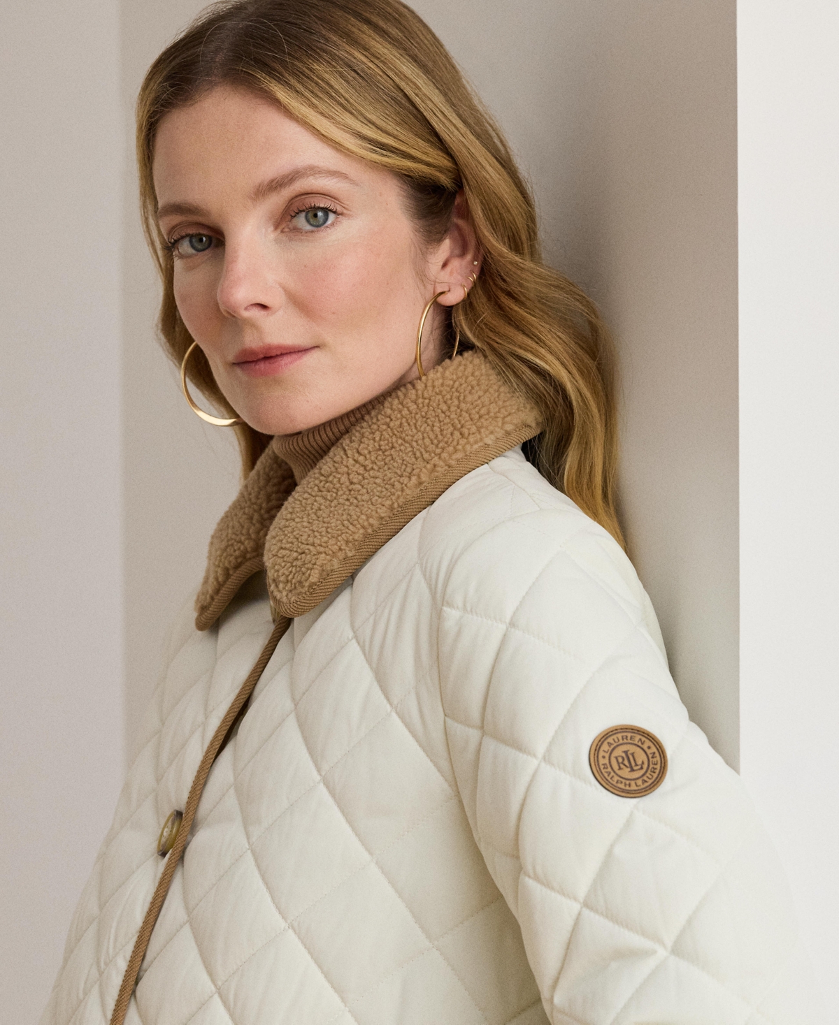 Ralph Lauren Women's Faux-fur-collar Quilted Jacket In White