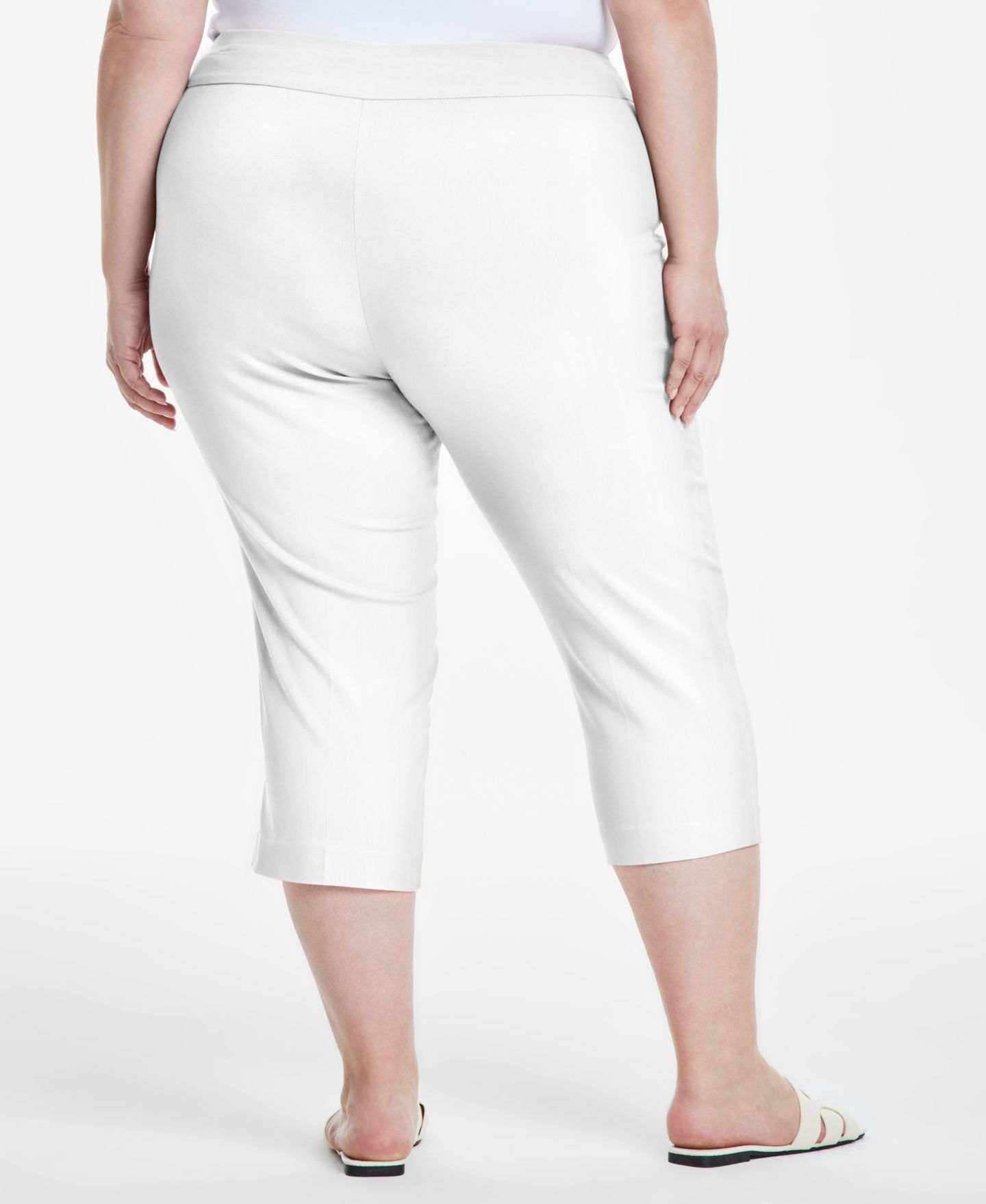 Женские брюки JM Collection Plus Size Tummy Control Pull-On Capri, цвет: Яркий белый — фото 2