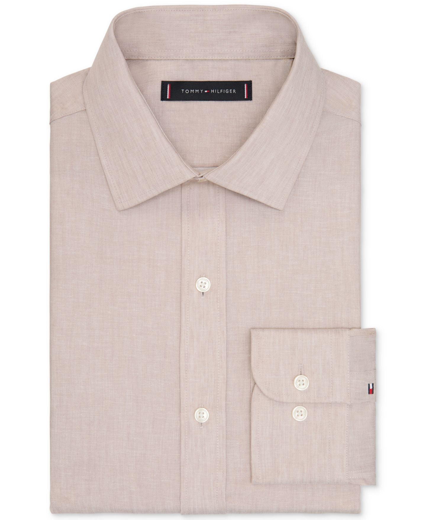 Мужская рубашка Tommy Hilfiger Regular Fit Linen Dress Shirt, цвет: Верблюжий — фото 3