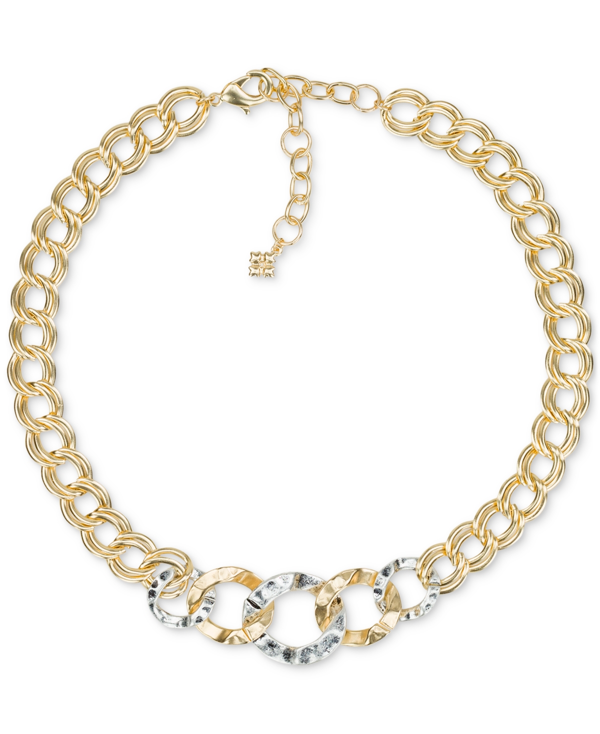 Patricia Nash Two-tone Hammered Link Necklace In Silver