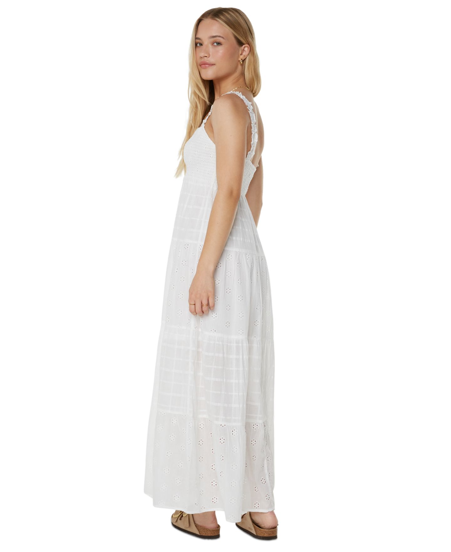 Женское платье Roxy Lily Bloom Cotton Sleeveless Maxi, цвет: Снежный белый однотонный — фото 5