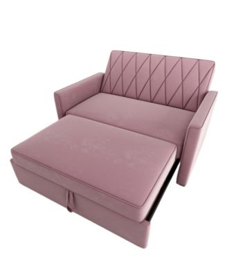 51" Velvet Riverside Convertible Loveseat Bed, Created for Macy's