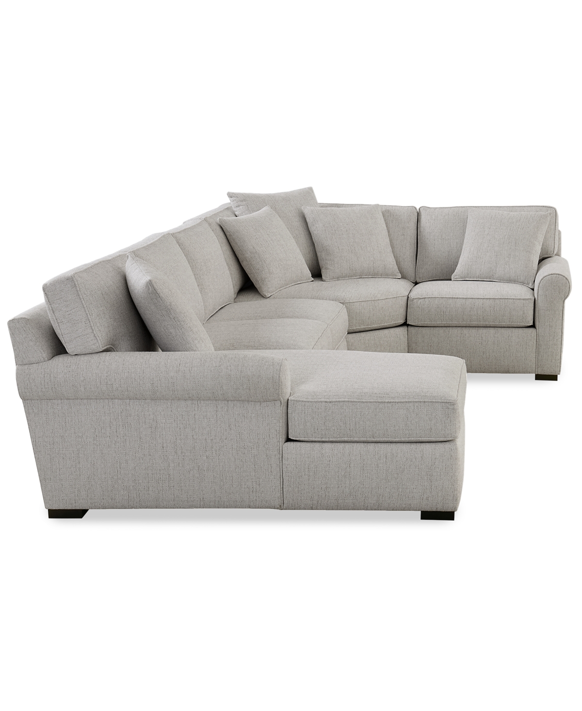 Macy's Radley Roll Arm 148" 4-pc. Fabric Chaise Sectional With Wedge, Exclusively At  In Gray