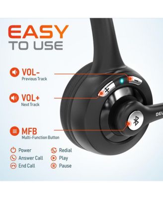 10X Bluetooth Computer Headset, Over the Head Single Ear Wireless Headset with Noise Cancelling Mic for Clear Calls, for PC/Mac/Laptops and Compatible with all meeting Apps - Black