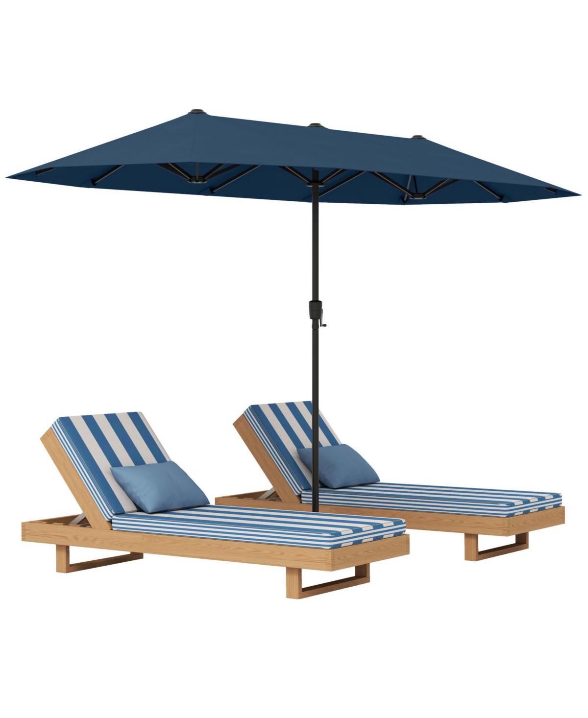 13 Ft Double-sided Patio Umbrella Outdoor Large Twin Size Umbrella - Medium beige