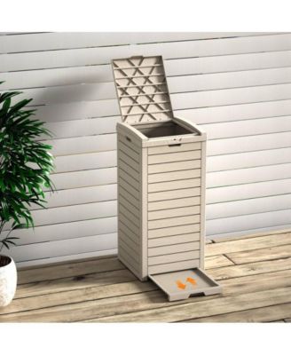 31 Gallon Large Outdoor Trash Can with Lid and Liquid Drawer
