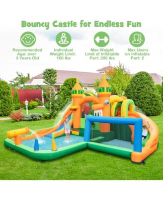 Kids Inflatable Water Slide with Soccer Gate and 750W Blower