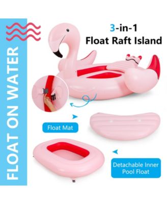 6 People Inflatable Flamingo Floating Island with 6 Cup Holders for Pool and River