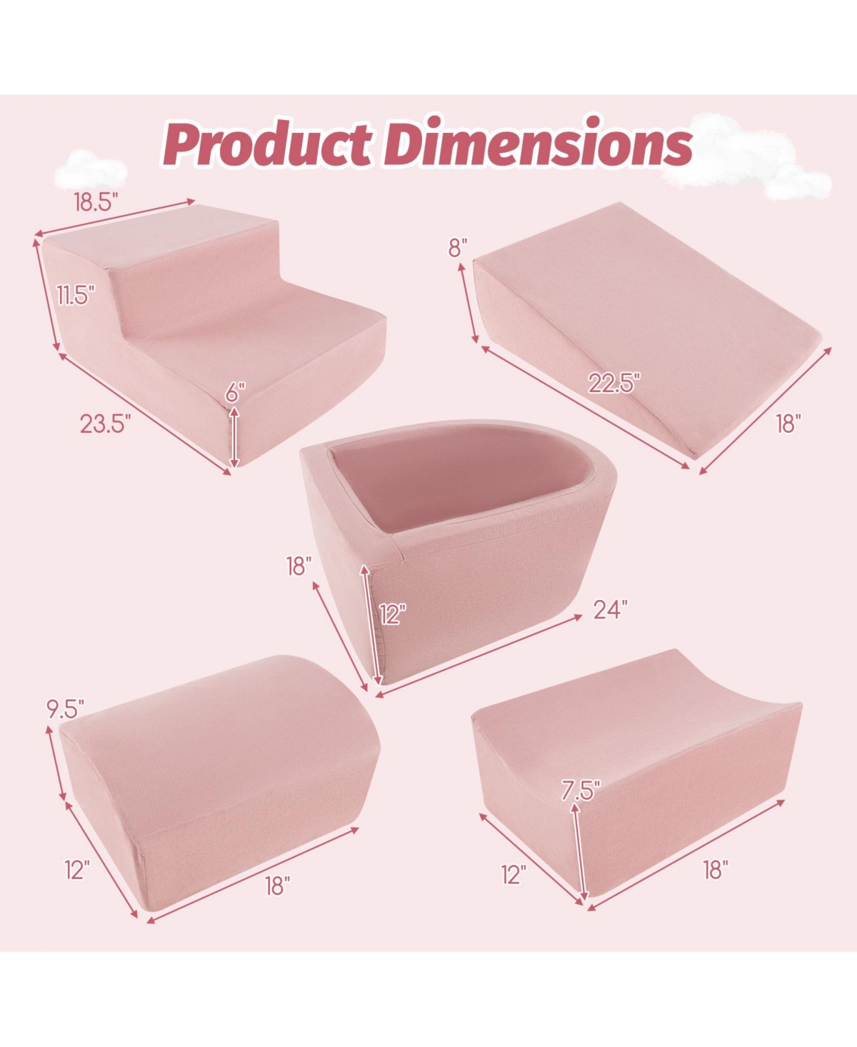 Slickblue 5-Piece Climb and Crawl Playset with Ball Pit for Kids