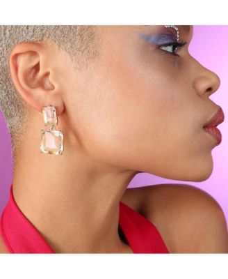 Women's White  Geometric Drop Earrings