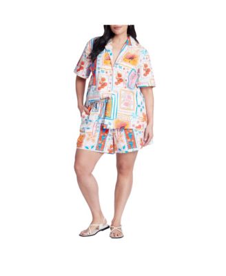 Women's Plus Size Pull On Printed Short