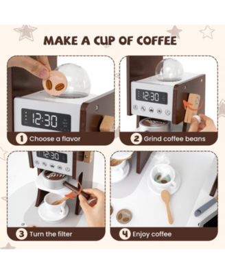 Corner Play Kitchen with Coffee Machine and Slide for Kids