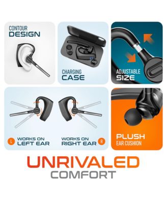 Wireless Headset, Bluetooth Earpiece with Noise Canceling Microphone, Battery Display Charging Case USB Dongle for PC/Laptop/Mac/Phones, Compatible with MS Teams, Google Meet, and More - Black