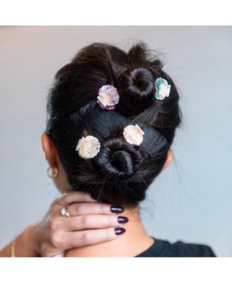 Mini Seashell Clip Set - Cream + Ocean Blue