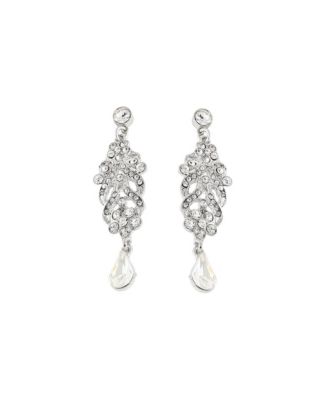 Womens Silver Embellished Drop Earrings