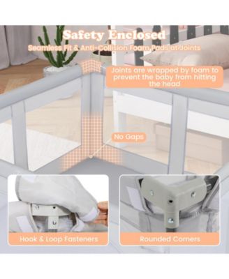 Kids Large Playpen Foldable Fence Play Yard with Zipper Gate