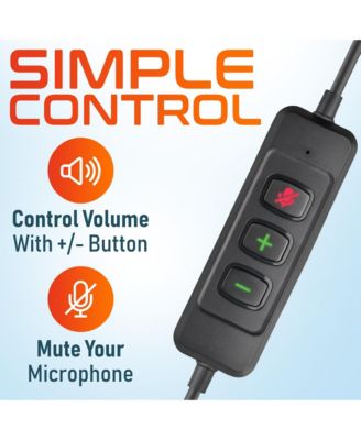 42Y USB Headset with Mic, Hi-Fi Stereo Sound, Over-Ear Computer Headset with Noise Cancelling Microphone, In-Line Controls, Compatible with PC, Laptop, iMac, Tablet & Smartphones - Black