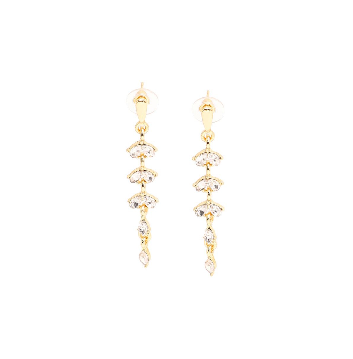 Women's White Sleek Drop Earrings - Gold