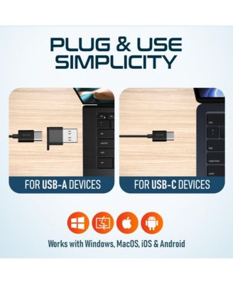 24EC Wired Earbuds with Microphone, Ergonomic In-Ear Design with USB C to USB A Adapter, Hi-Fi Stereo Sound, USB C wired earbuds for PC/Laptops/Tablets/iMac & Smartphones - Black