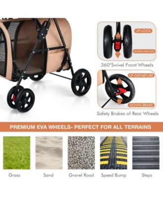 4-in-1 Double Pet Stroller with Detachable Carrier and Travel Carriage