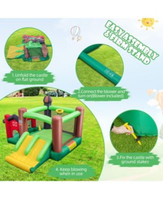 6-in-1 Inflatable Bounce House with Double Slides without 735W Blower