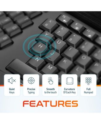 KB200 Ergonomic Wireless Keyboard & S12 Vertical Mouse , 1080p USB Webcam with Adjustable Mounting Clip, Bluetooth Headset with USB Dongle, Compatible with Laptop/PC/Tablets/Smartphone - Black